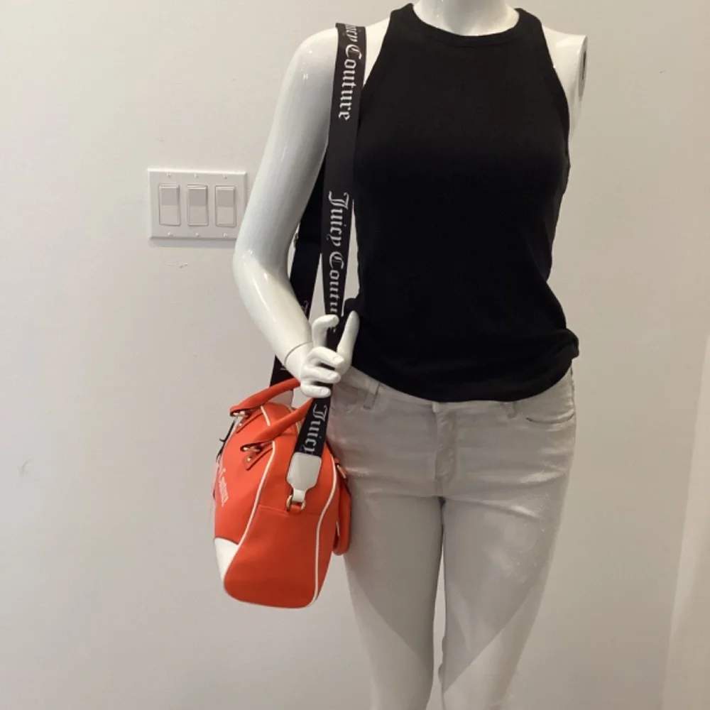 REDUCED Juicy Couture Fashionista Sports Bowler Satchel Crossbody Orange & White